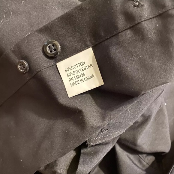 Luxton Men’s Dress Shirt Black Slim Fit Large 16/16.5, 36-37 Long Sleeve - Picture 5 of 7